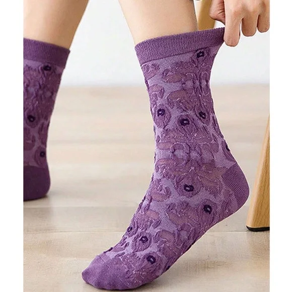 Colorful Floral Textured Socks Set - Picture 3 of 5